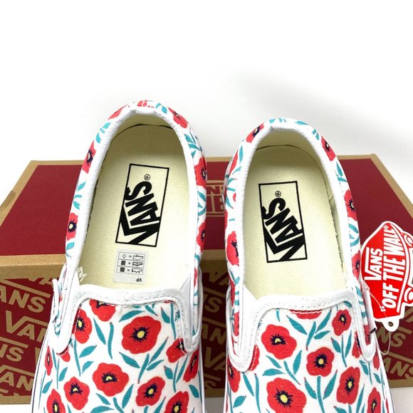 🌿Sale🌿 Vans Women's Crew Classic Slip-On Flowers Red White Low Top VN0A7VCF891 - Picture 4 of 11